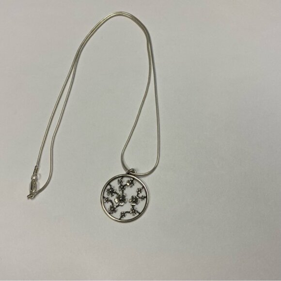 AGI NECKLACE CHAIN STERLING SILVER 925 ITALY 20” ROUND FLOWER PENDANT - Picture 3 of 8